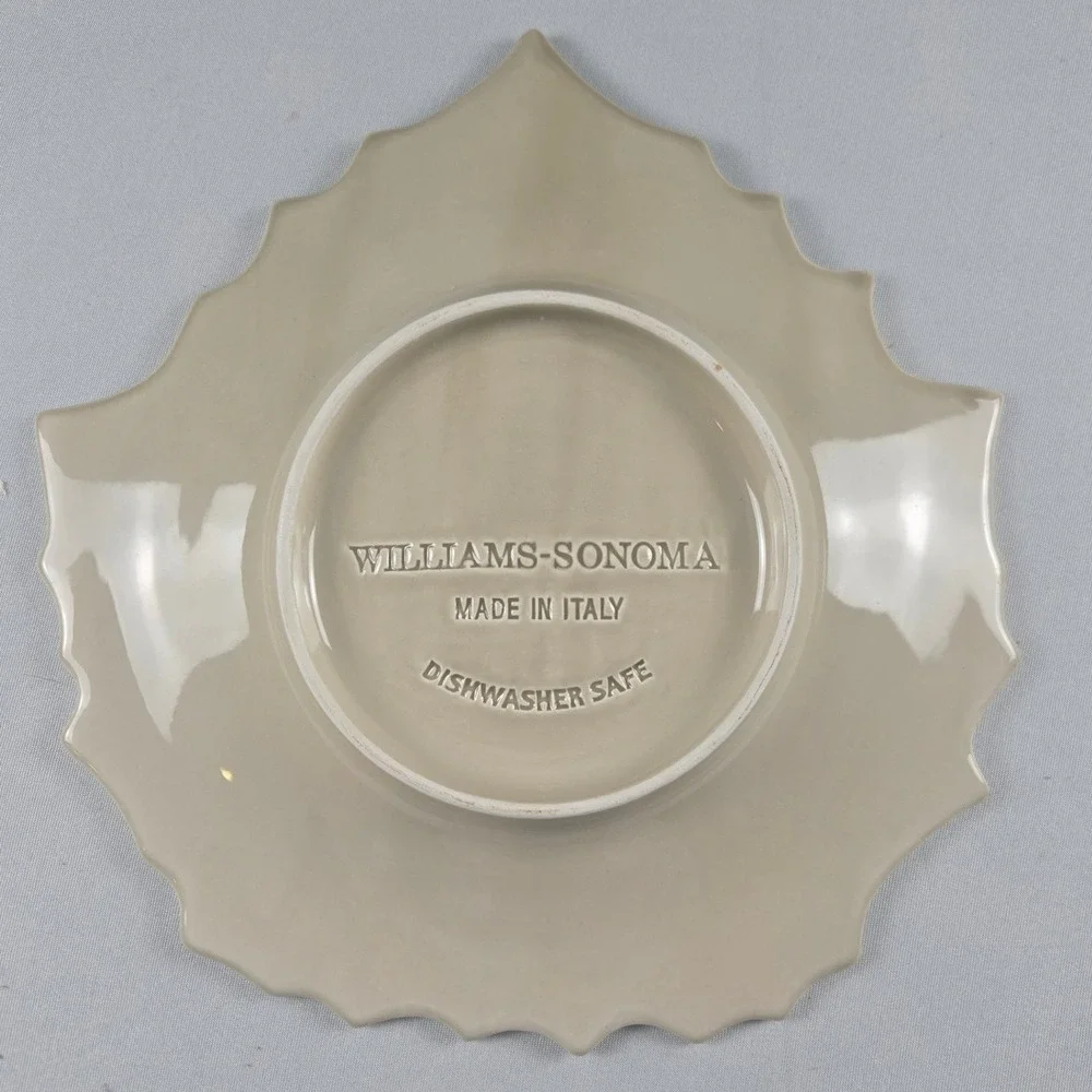 Williams Sonoma Italy Ceramic Decorative Leaf Plate Fall Decor Botanical Decor
